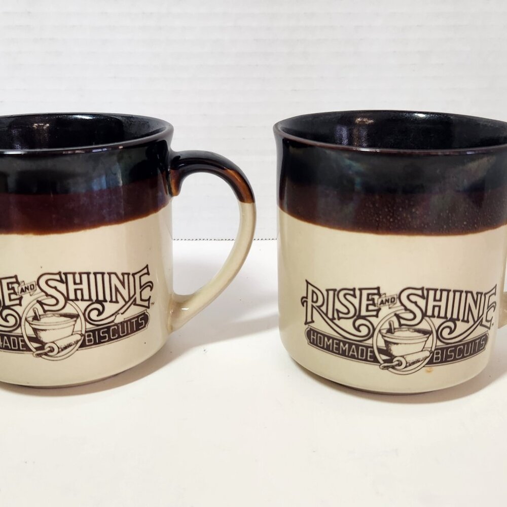 2 VTG Hardee Rise and Shine Homemade Biscuits Mugs 1984